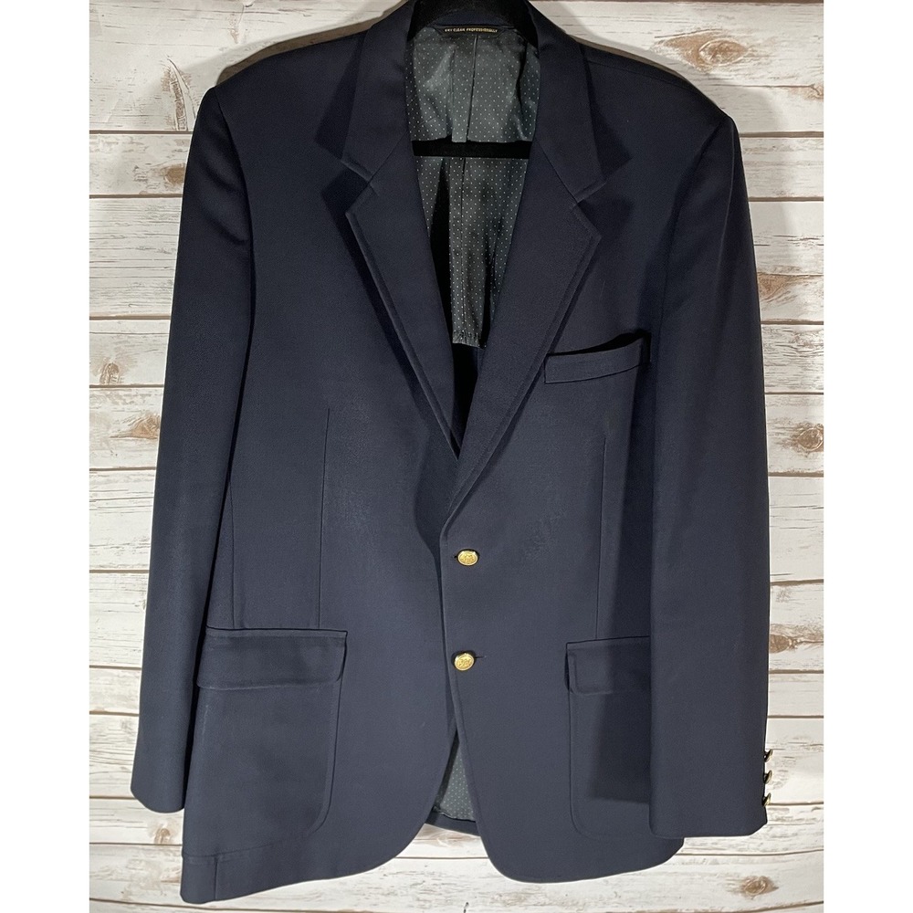VTG Bronley Mens Navy Blue Blazer with Gold Buttons Renberg's Tulsa Quiet Luxury